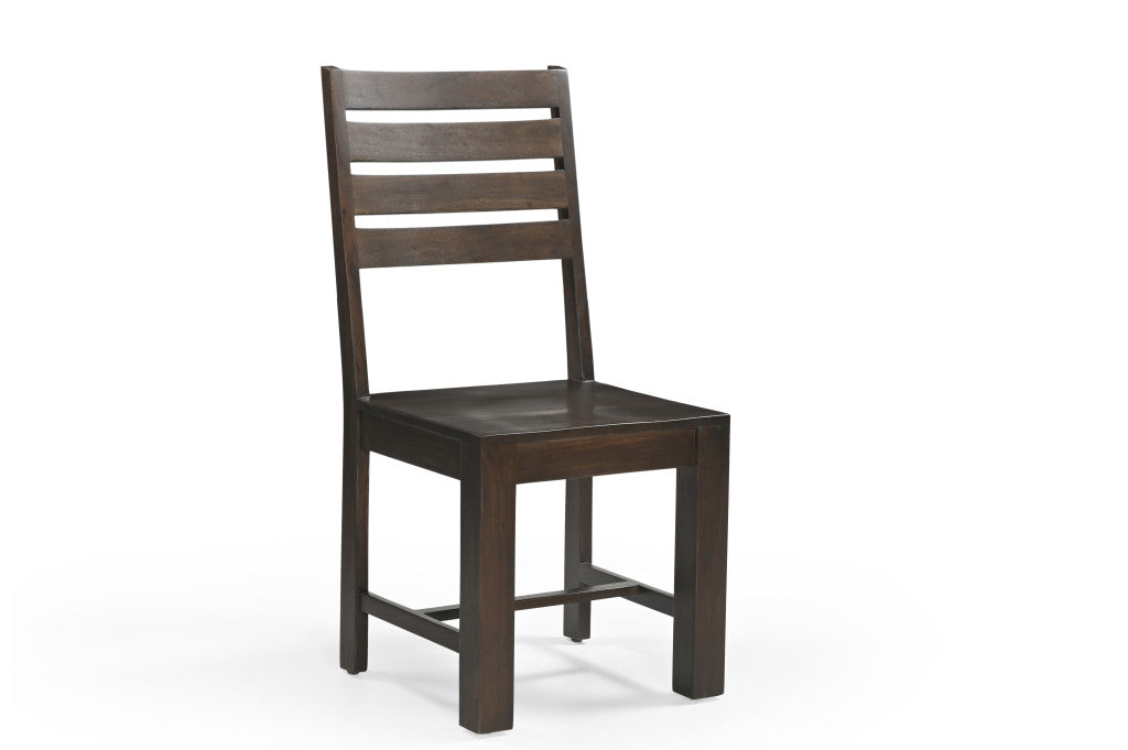 Seven Piece Brown Solid Wood Dining Set with Six Chairs