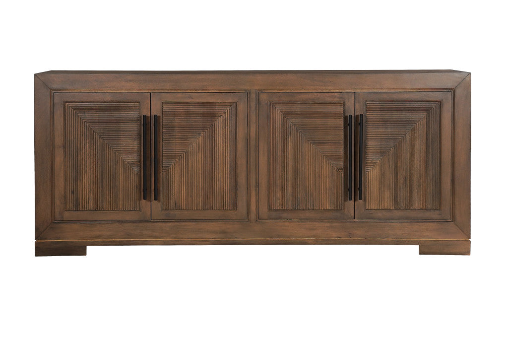 102" Dark Brown Solid Wood Sideboard with Four Doors