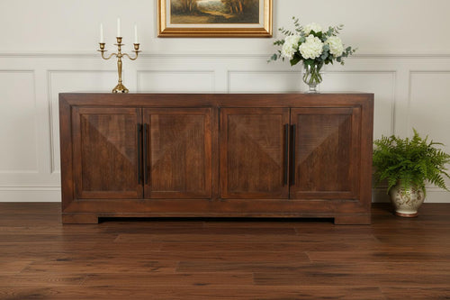 102" Dark Brown Solid Wood Sideboard with Four Doors