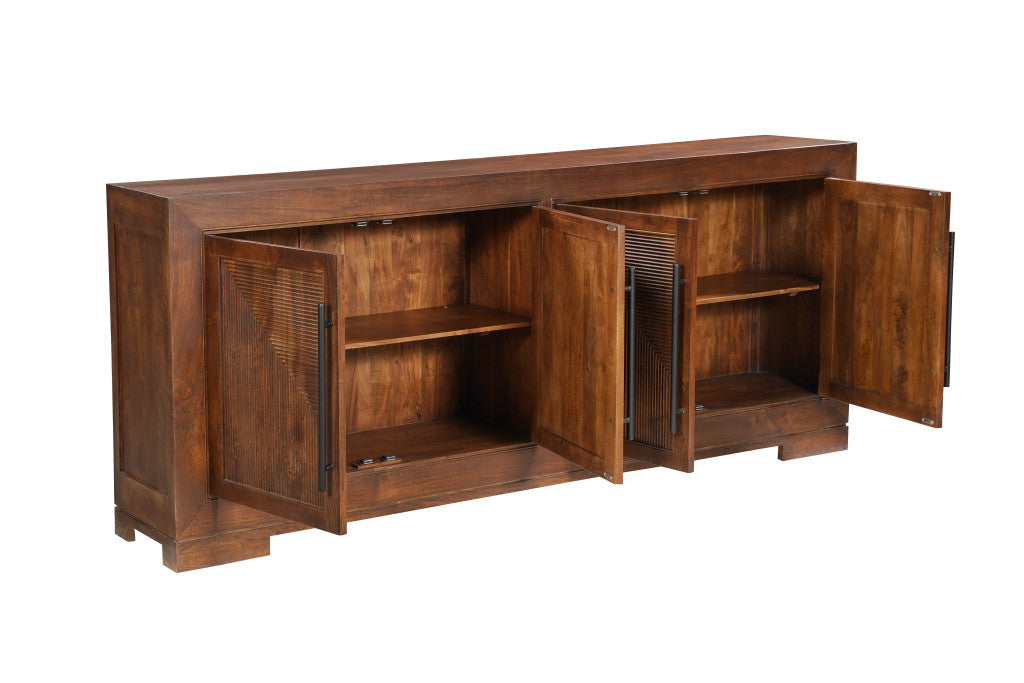 102" Dark Brown Solid Wood Sideboard with Four Doors