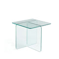 16" Clear Glass Square Cross Legs End Table