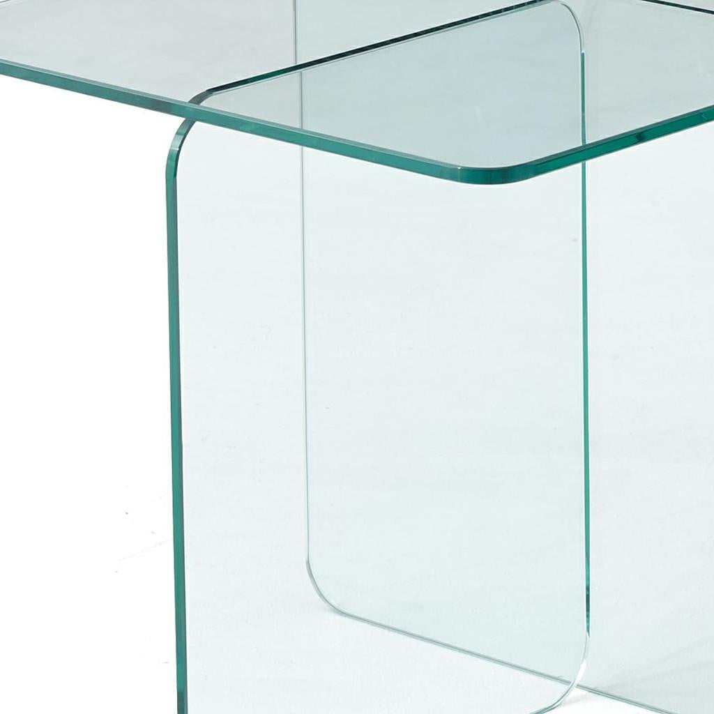16" Clear Glass Square Cross Legs End Table