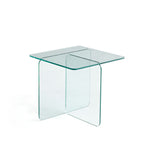 16" Clear Glass Square Cross Legs End Table