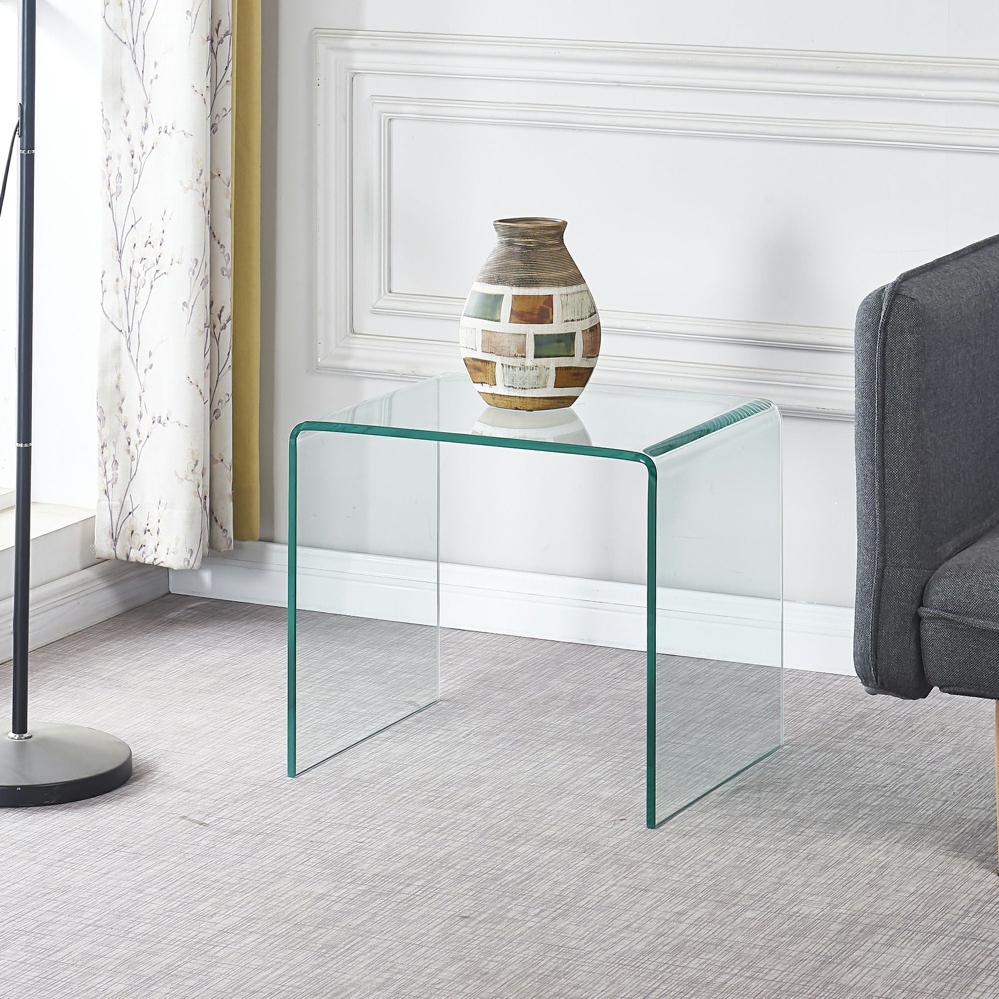Clear Glass Floor Shelf End Tables