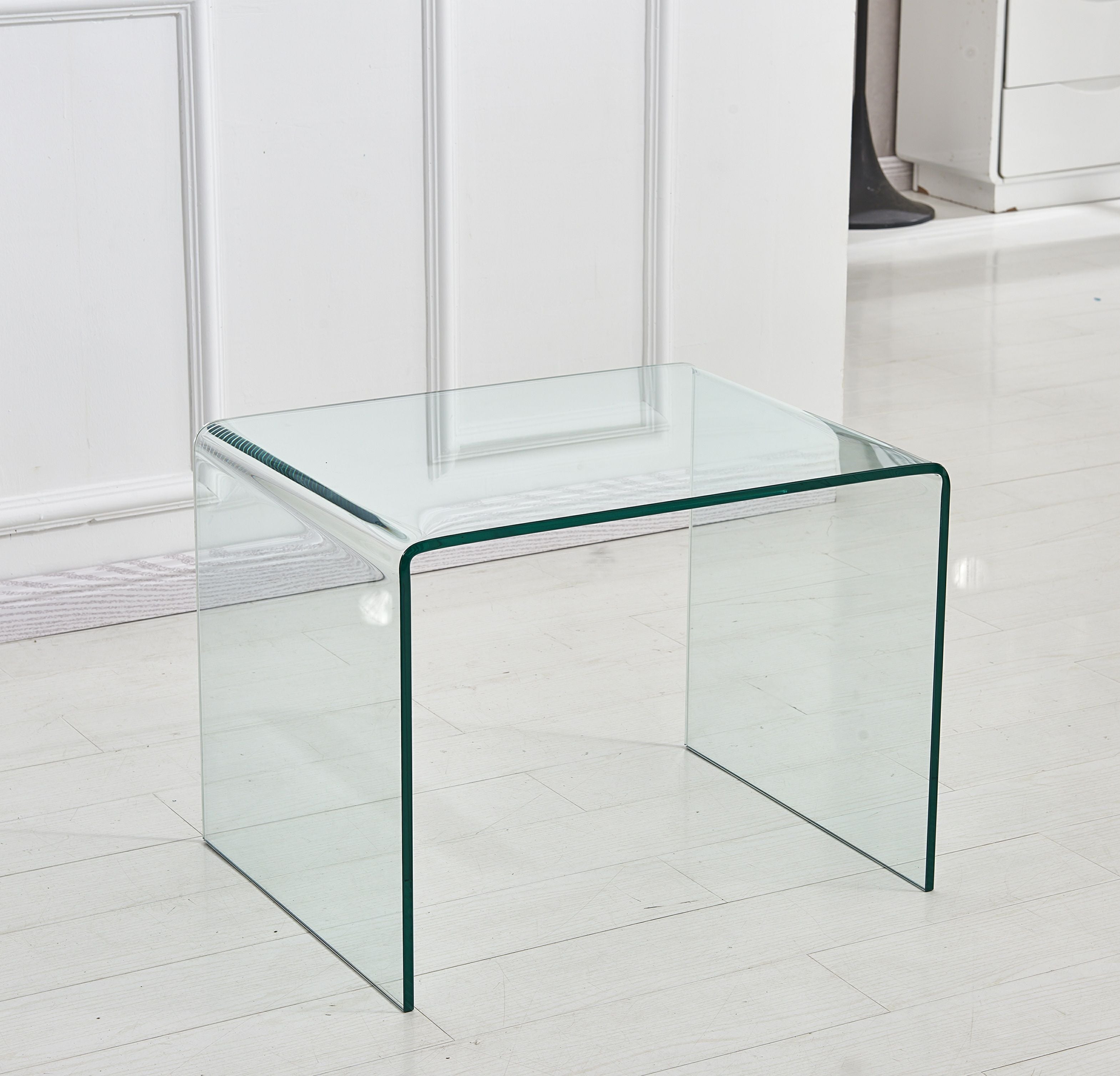 19" Clear Glass Sled End Table