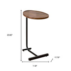 Set of Two Brown and Black Wood and Metal Oval End Tables