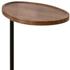 Set of Two Brown and Black Wood and Metal Oval End Tables