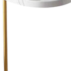 Set of Two White and Gold Faux Marble and Metal Oval End Tables