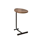 Set of Two Brown and Black Wood and Metal Oval End Tables