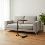 Set of Two Brown and Black Wood and Metal Oval End Tables