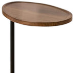 Set of Two Brown and Black Wood and Metal Oval End Tables
