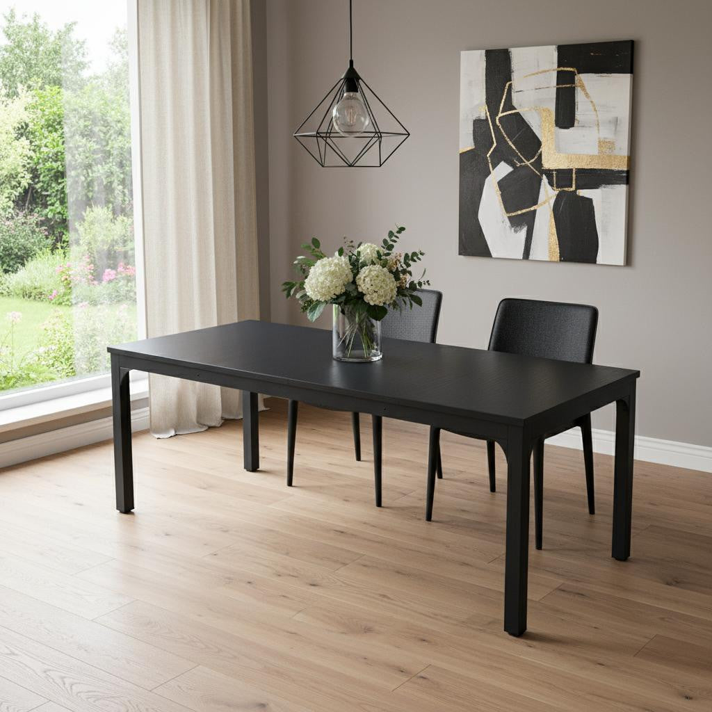 46" Black Solid Wood Dining Table