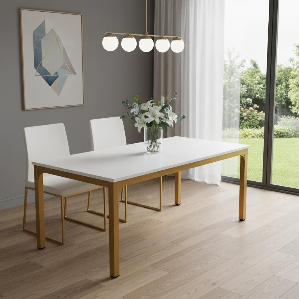 46" White Solid Wood Dining Table