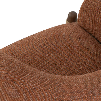30" Rust and Brown Fabric And Wood Arm Chair