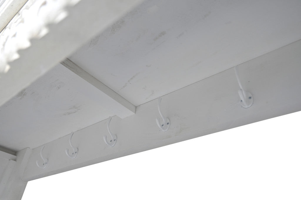 70" White Floral Solid Wood Solid Wood Storage Bench with Flip Top