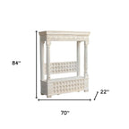 70" White Floral Solid Wood Solid Wood Storage Bench with Flip Top