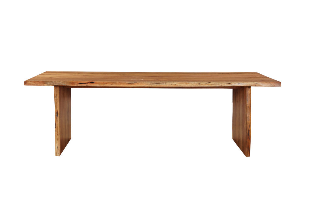 Nine Piece Brown Solid Wood Dining Set with Eight Chairs