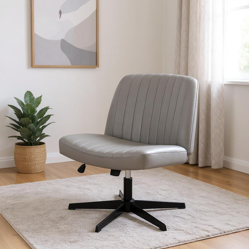 19" Black Tufted Swivel Lounge Chair