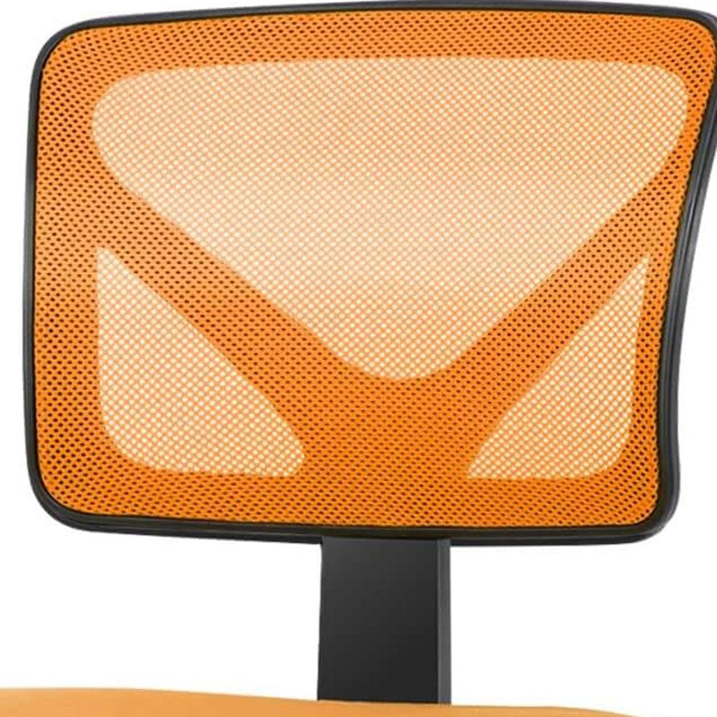 17" Orange and Black Tufted Plastic Swivel Lounge Chair