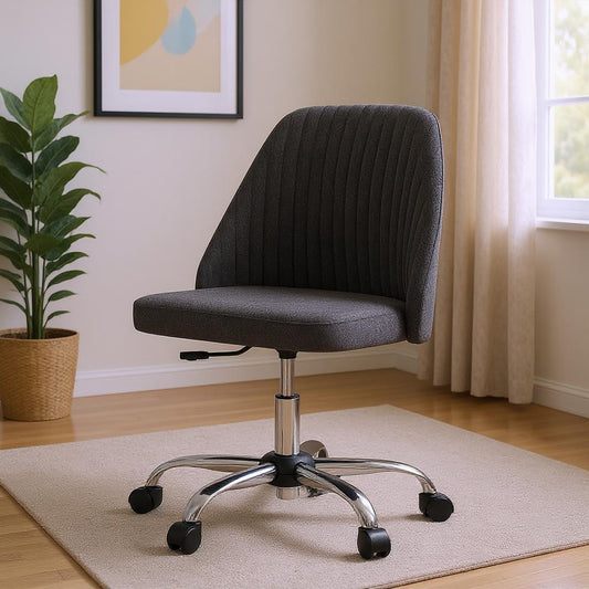 21" Silver Tufted Swivel Lounge Chair