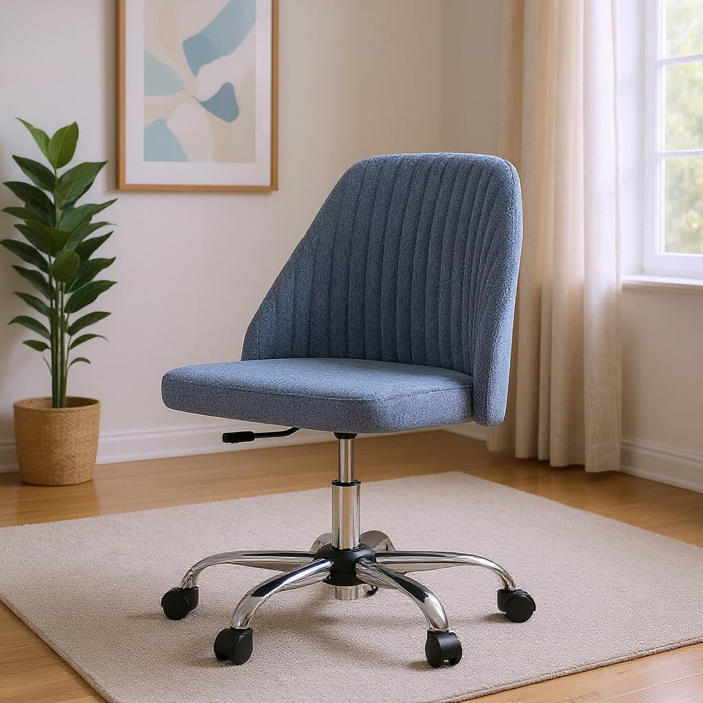 21" Silver Tufted Swivel Lounge Chair