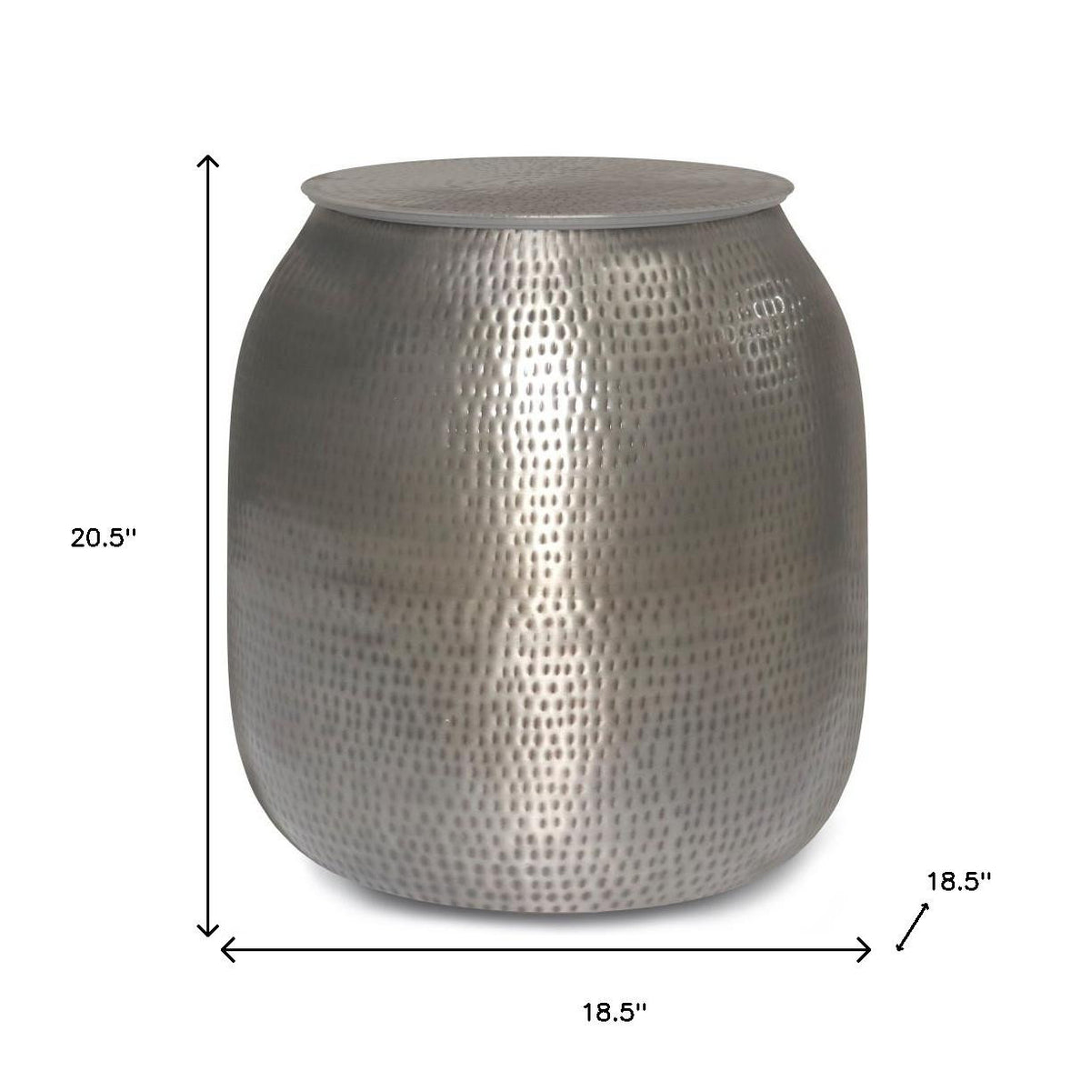 21" Silver Metal Round End Table