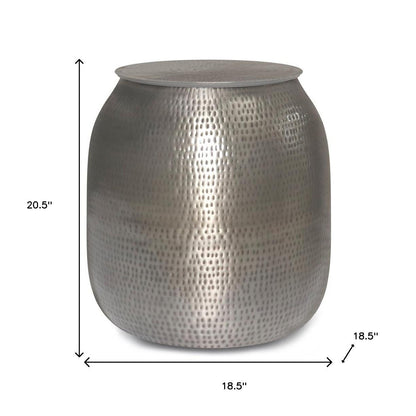 21" Silver Metal Round End Table