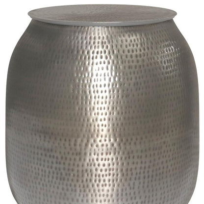 21" Silver Metal Round End Table