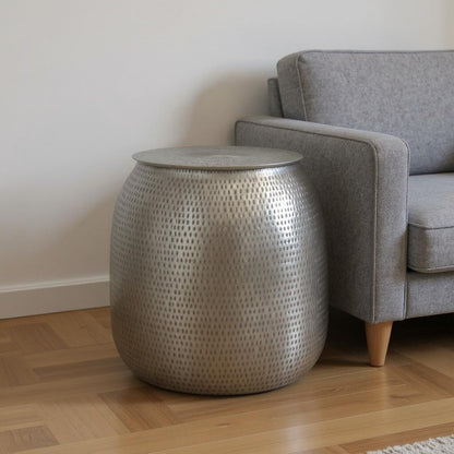 21" Silver Metal Round End Table