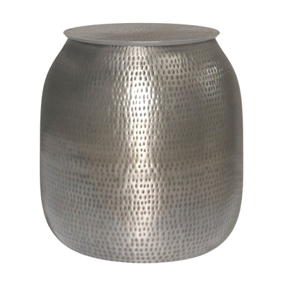 21" Silver Metal Round End Table