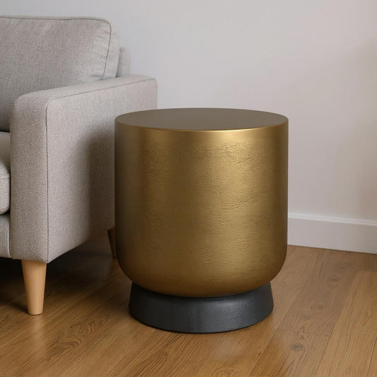 18" Antiqued Brass Aluminum Round End Table