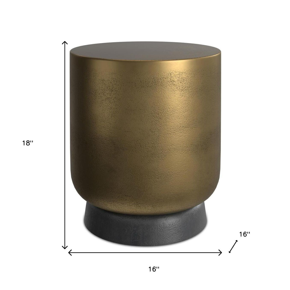 18" Antiqued Brass Aluminum Round End Table