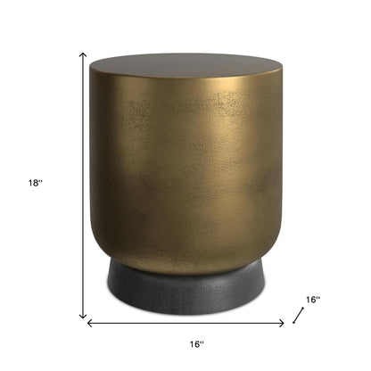 18" Antiqued Brass Aluminum Round End Table