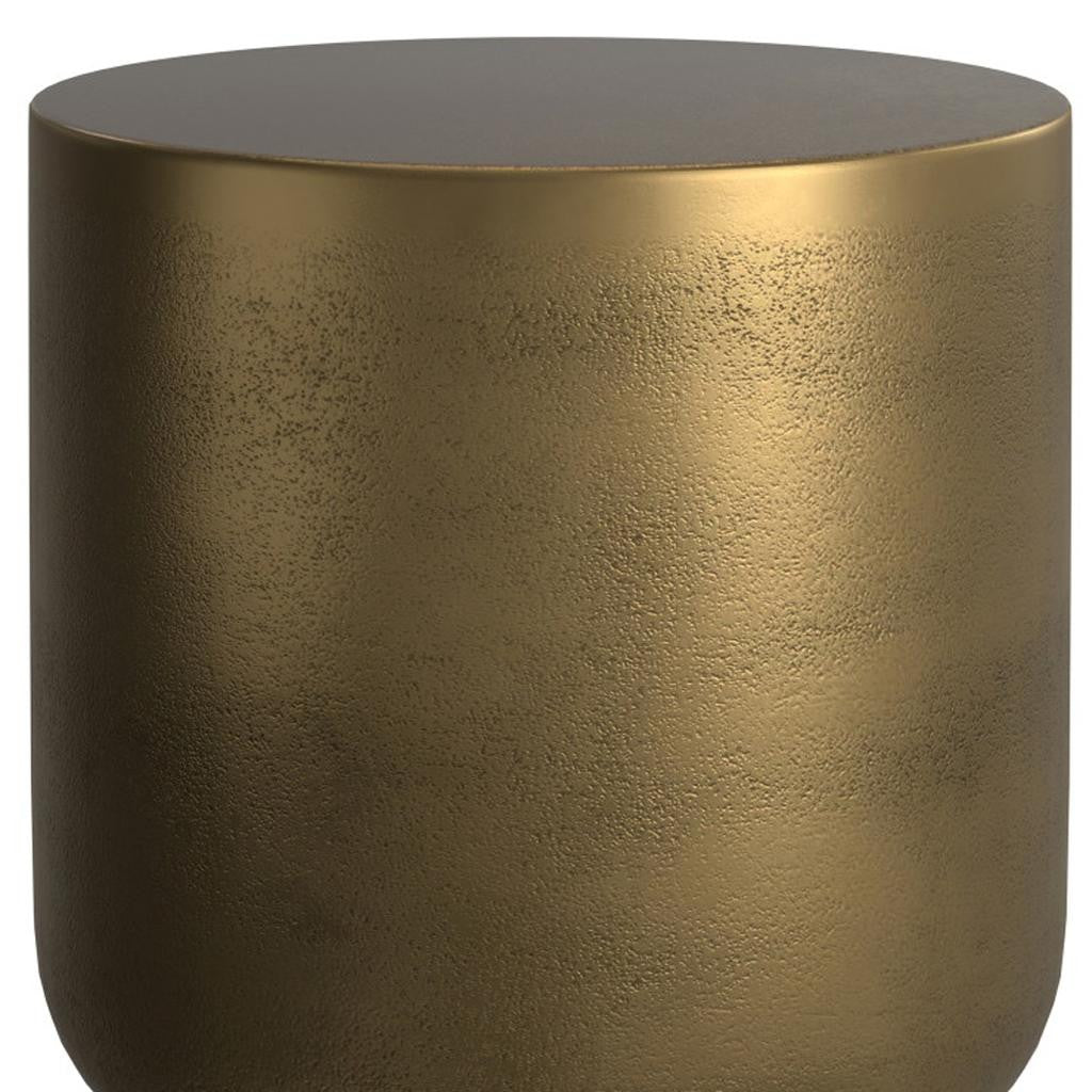 18" Antiqued Brass Aluminum Round End Table