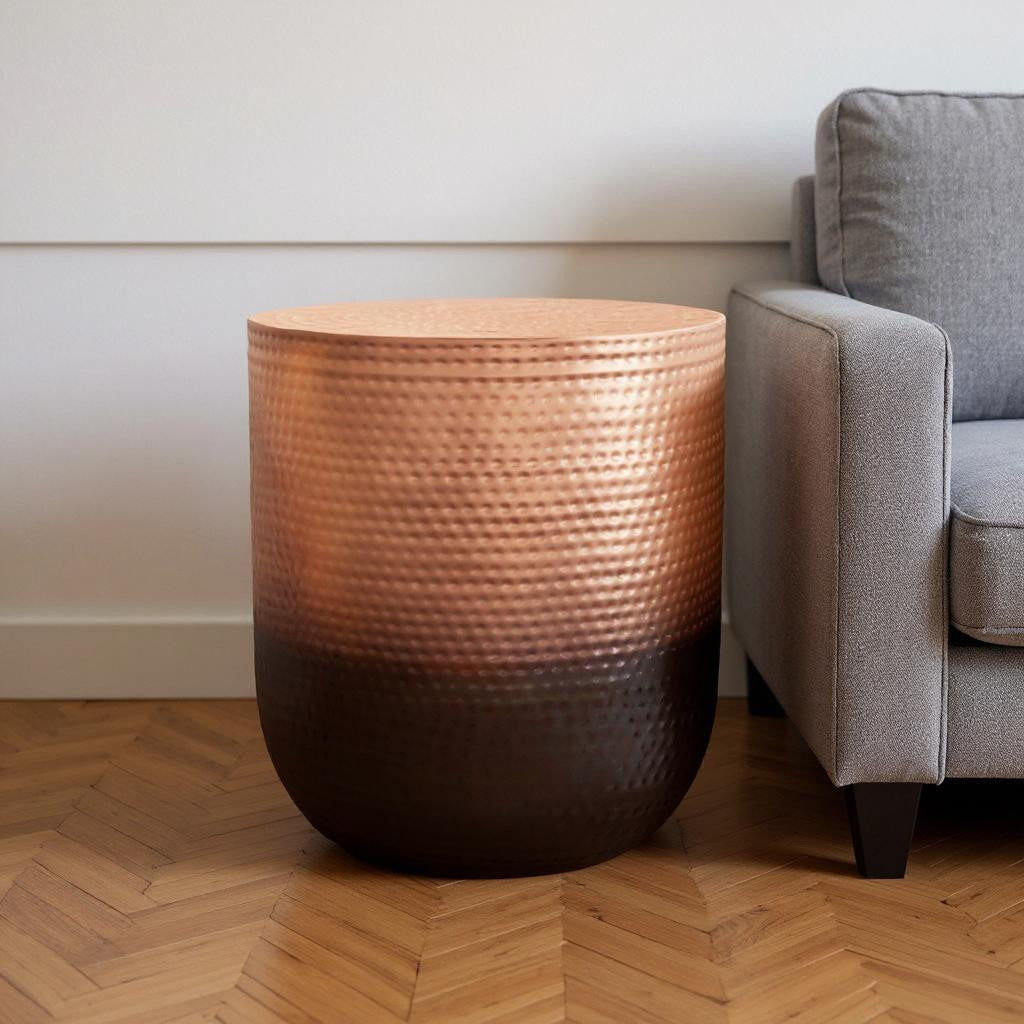 22" Copper Metal Round End Table