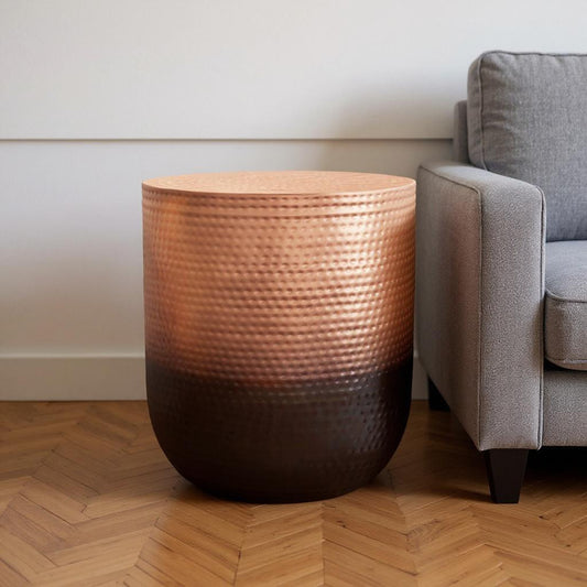 22" Copper Metal Round End Table