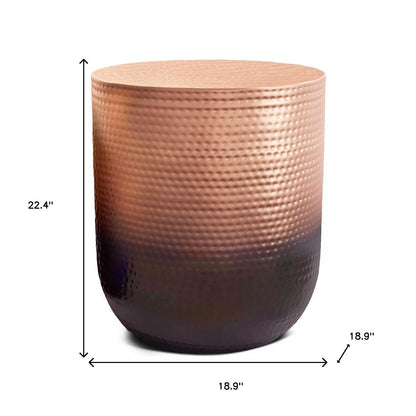 22" Copper Metal Round End Table