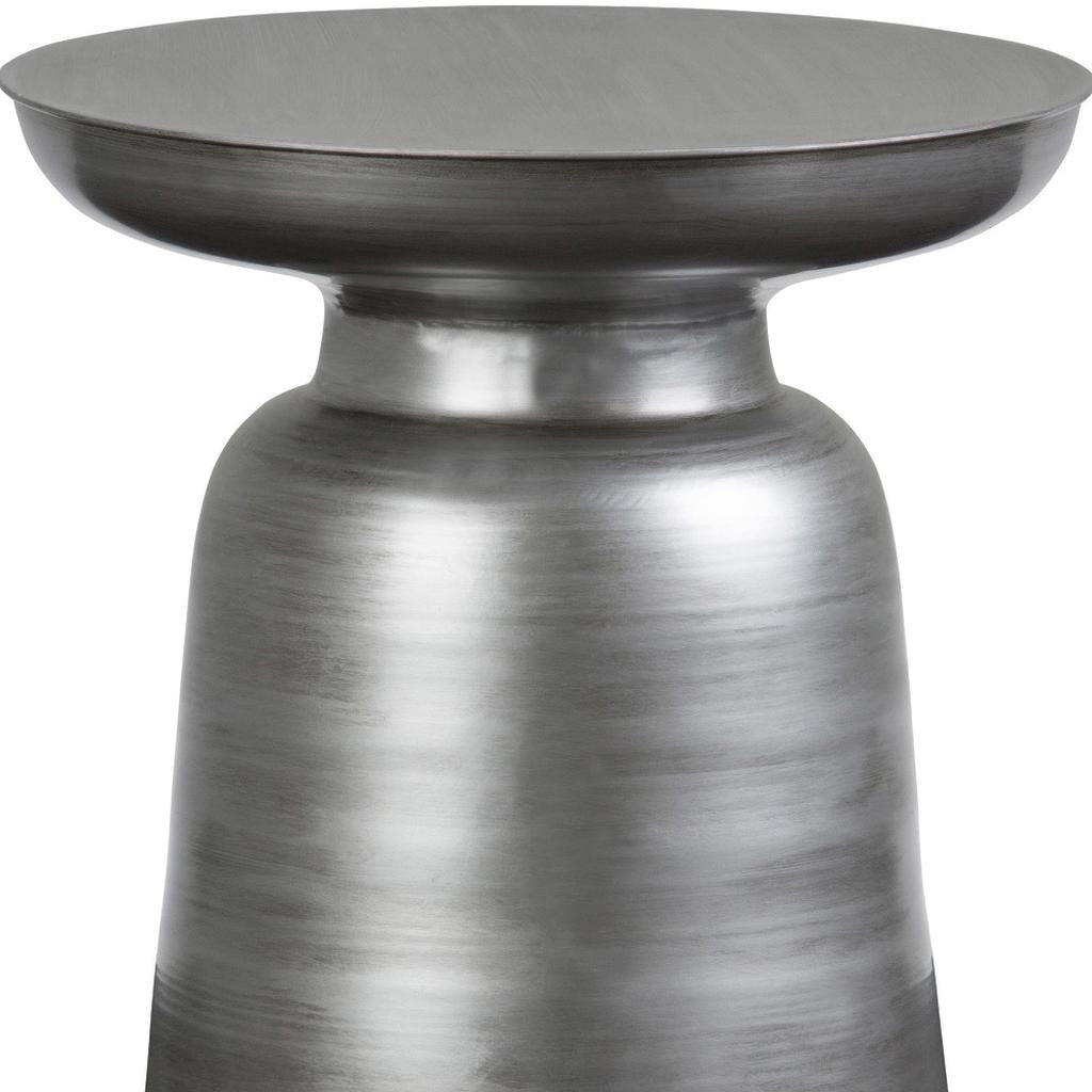 18" Silver Metal Round End Table
