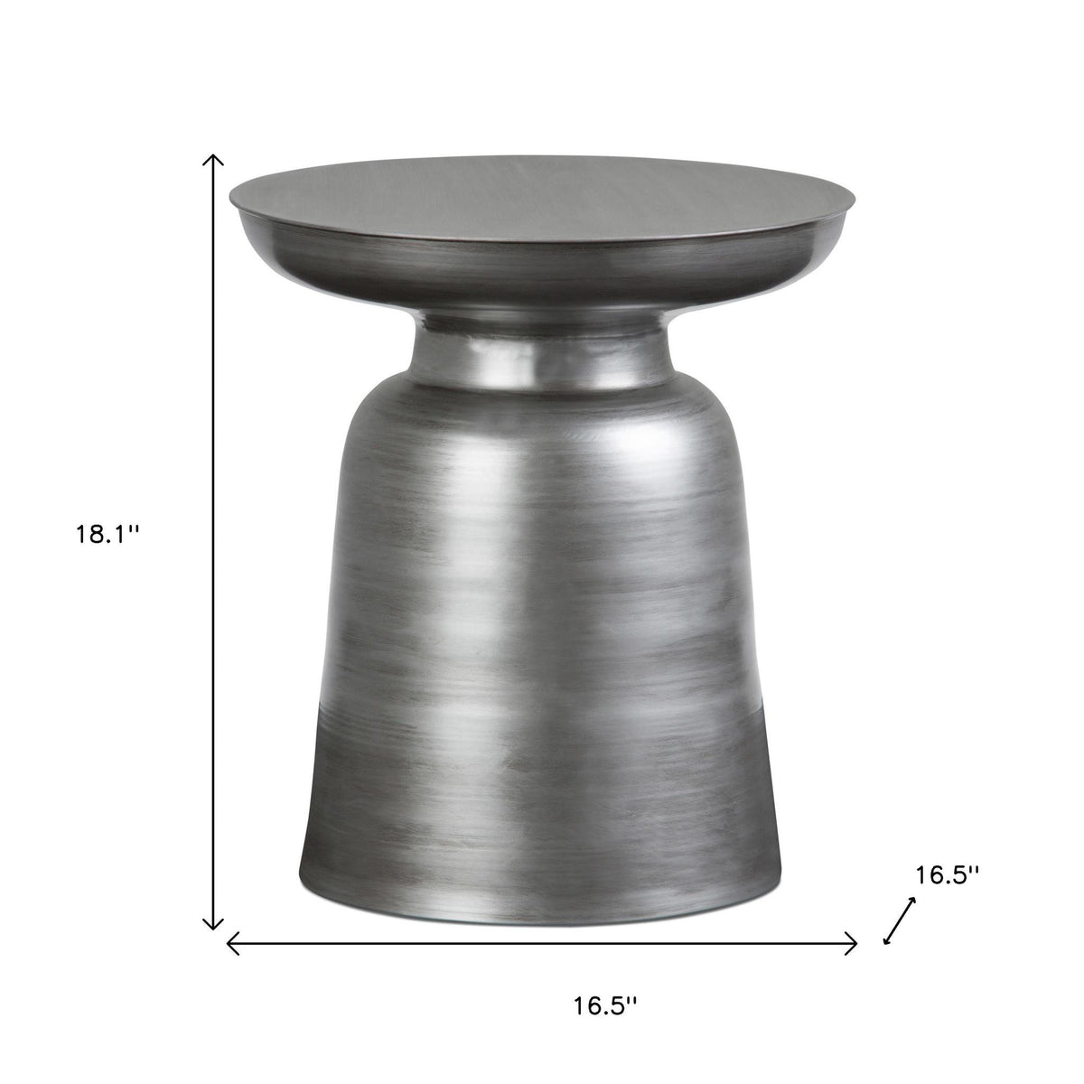 18" Silver Metal Round End Table