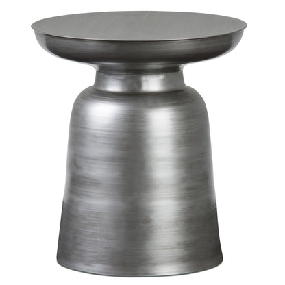 18" Silver Metal Round End Table