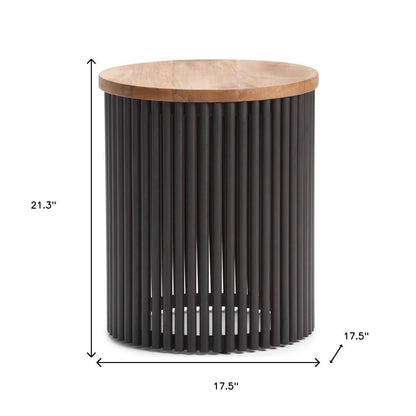 21" Black Metal Round End Table