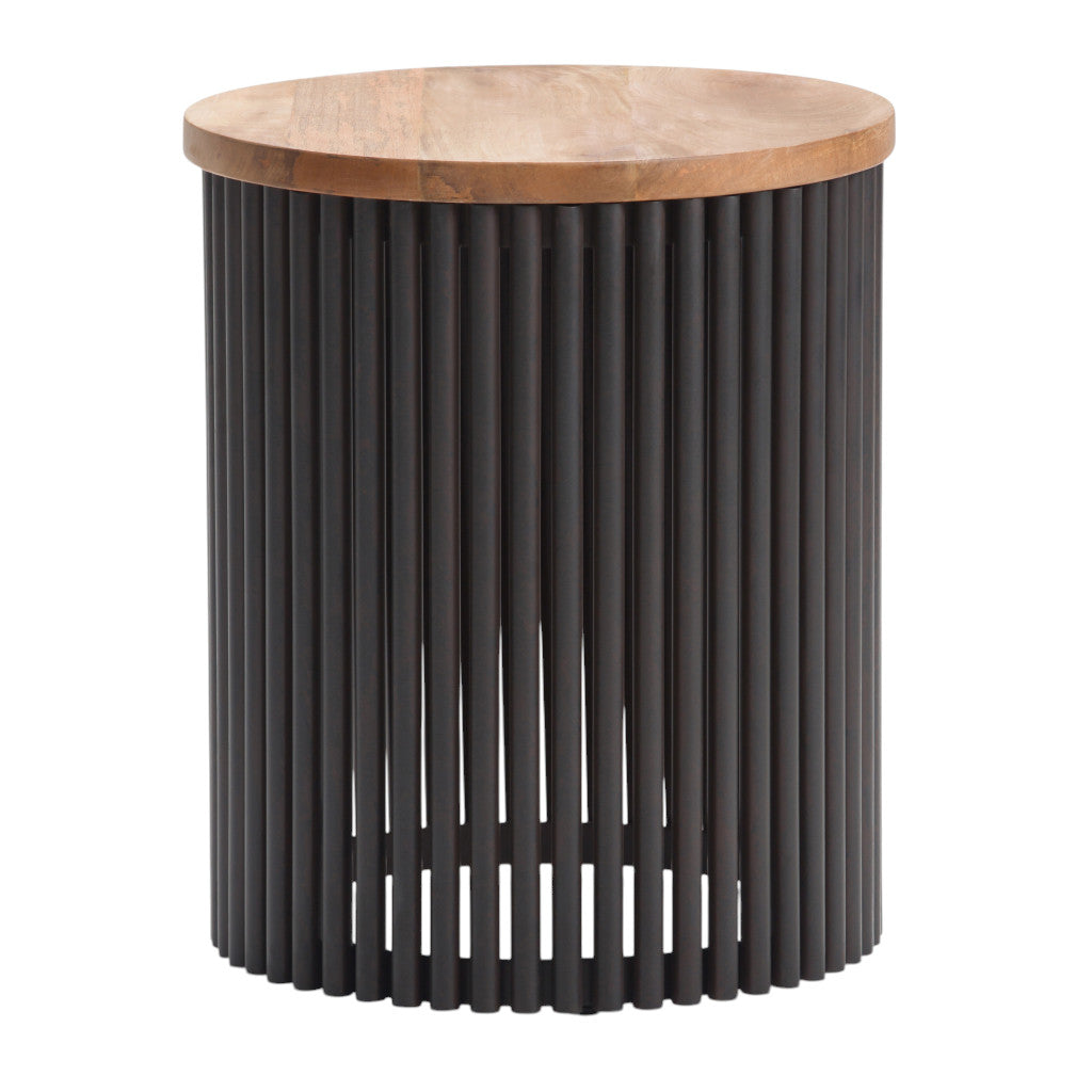 21" Black Metal Round End Table