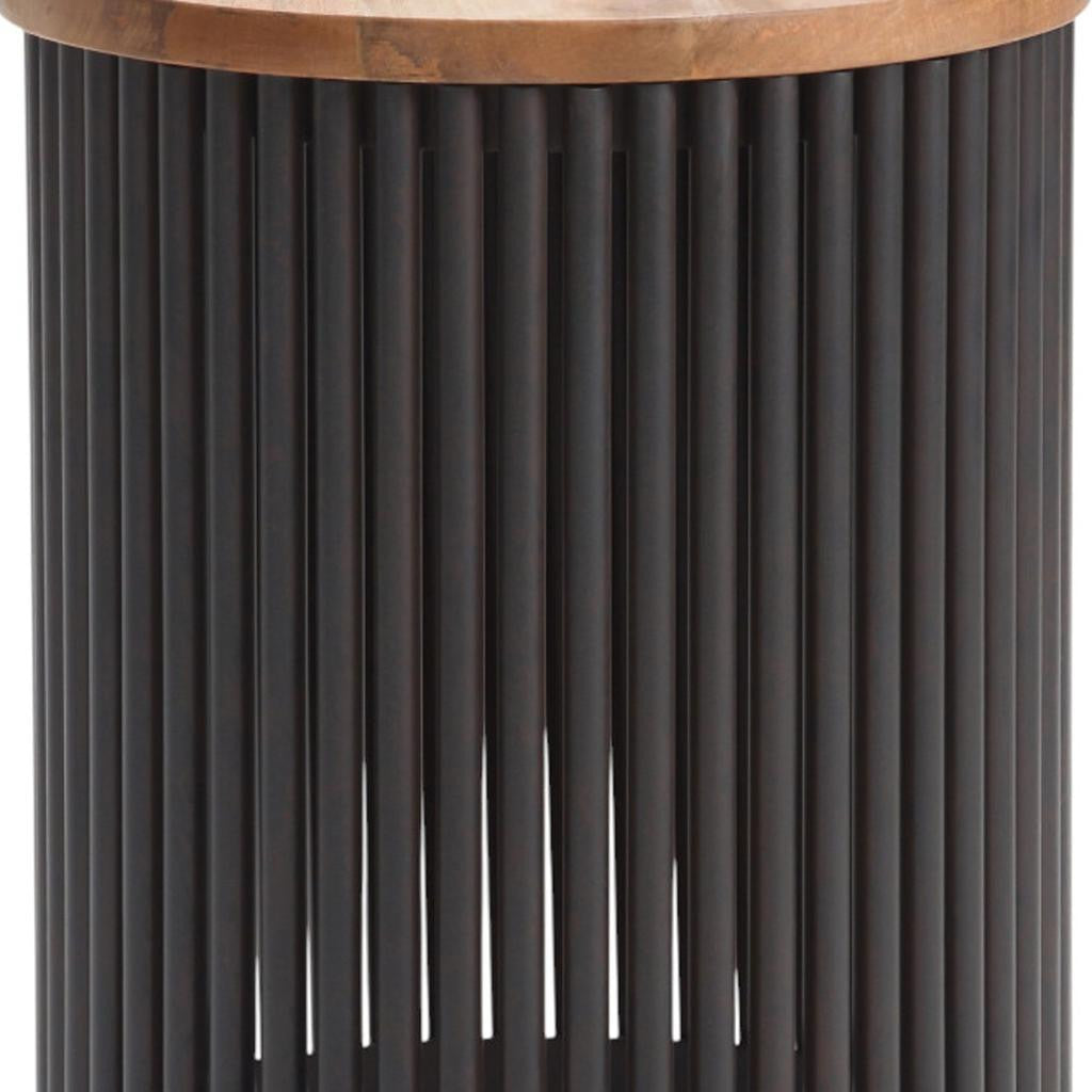 21" Black Metal Round End Table