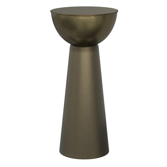 26" Antiqued Gold Metal Round End Table