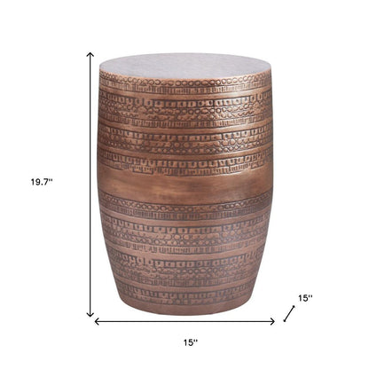 20" Copper Metal Round End Table