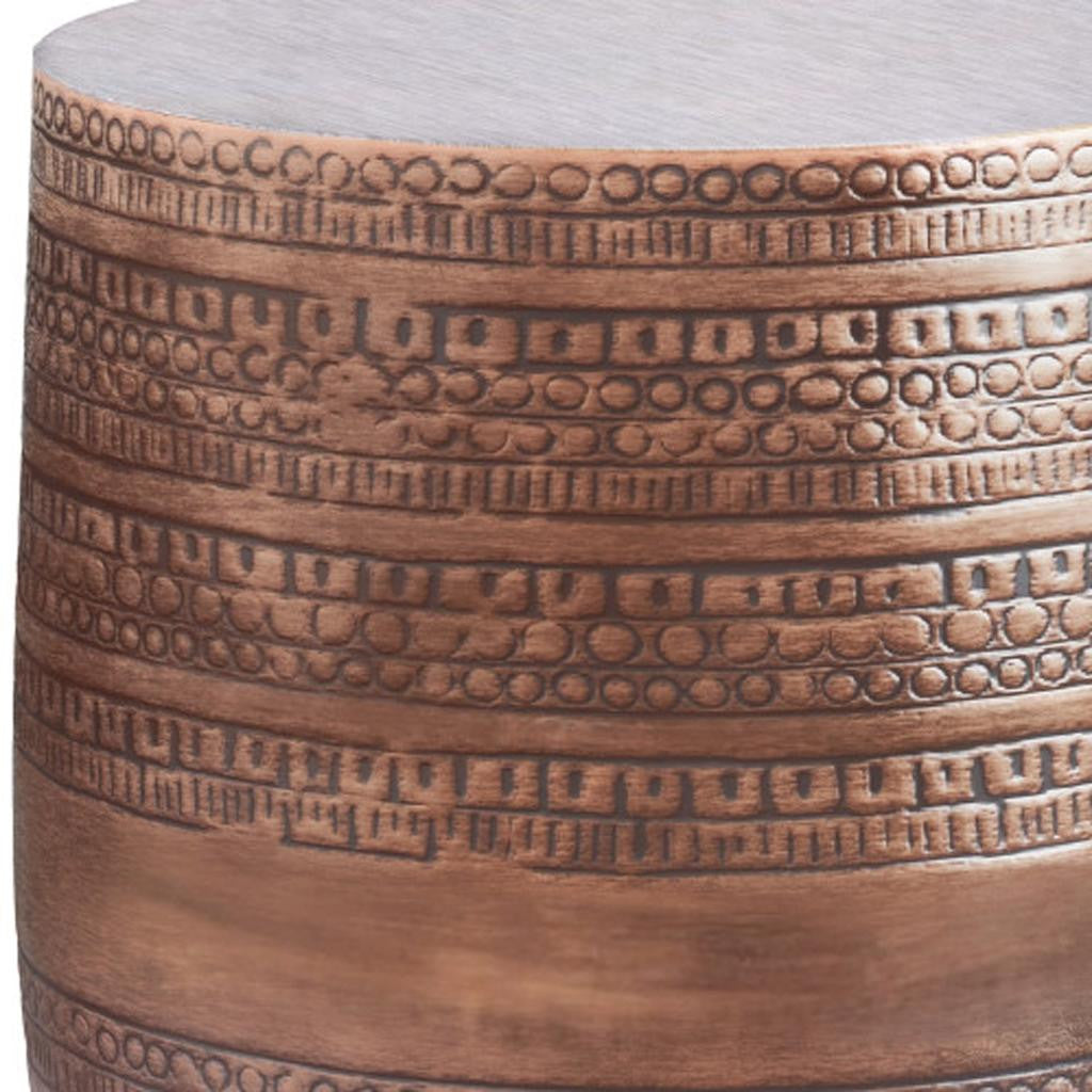 20" Copper Metal Round End Table