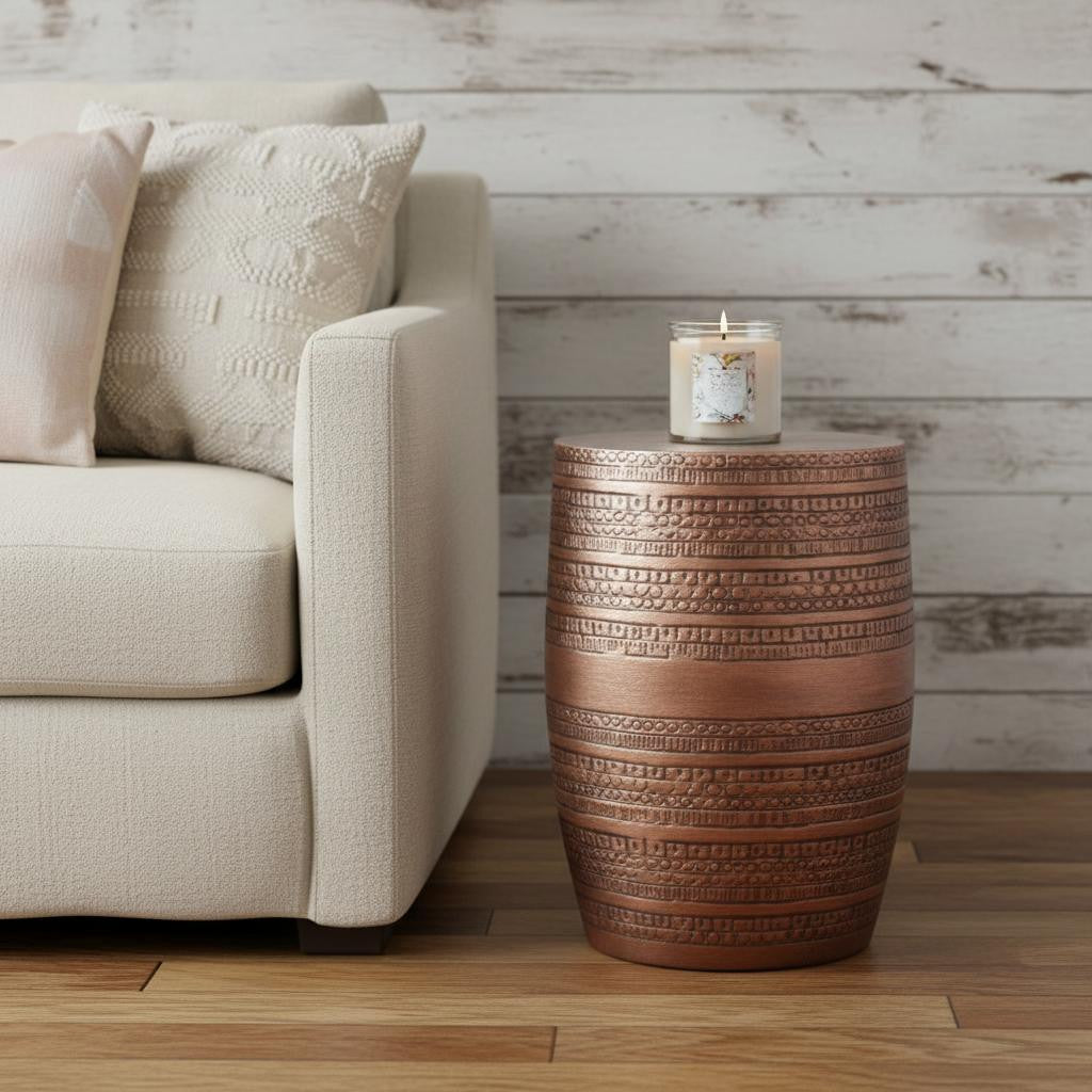 20" Copper Metal Round End Table