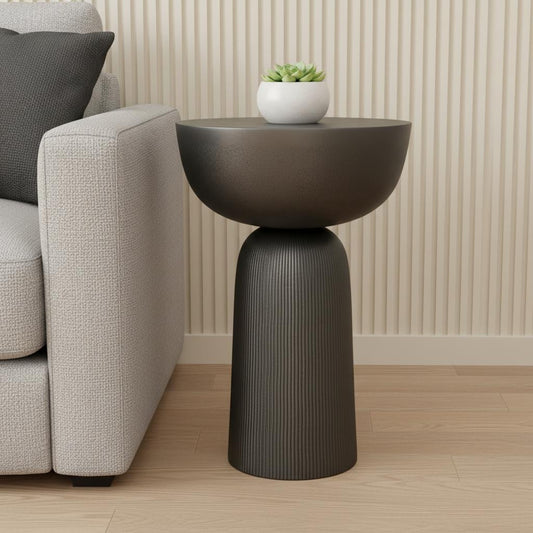 21" Black Aluminum Round End Table