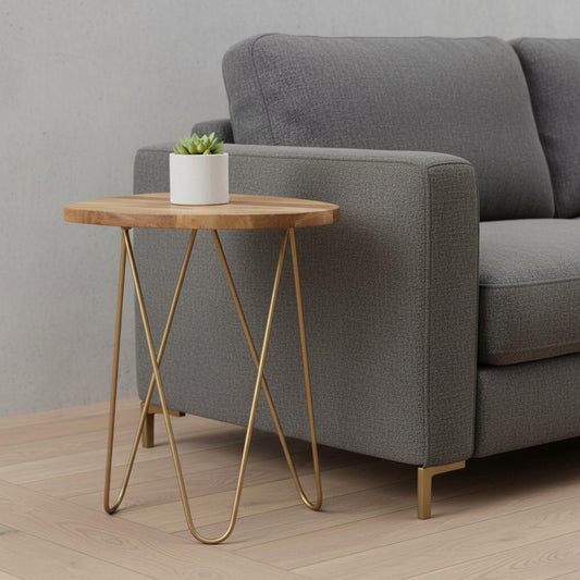 21" Gold Metal Round End Table