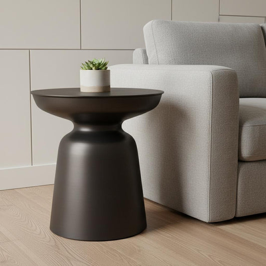 18" Copper Metal Round End Table